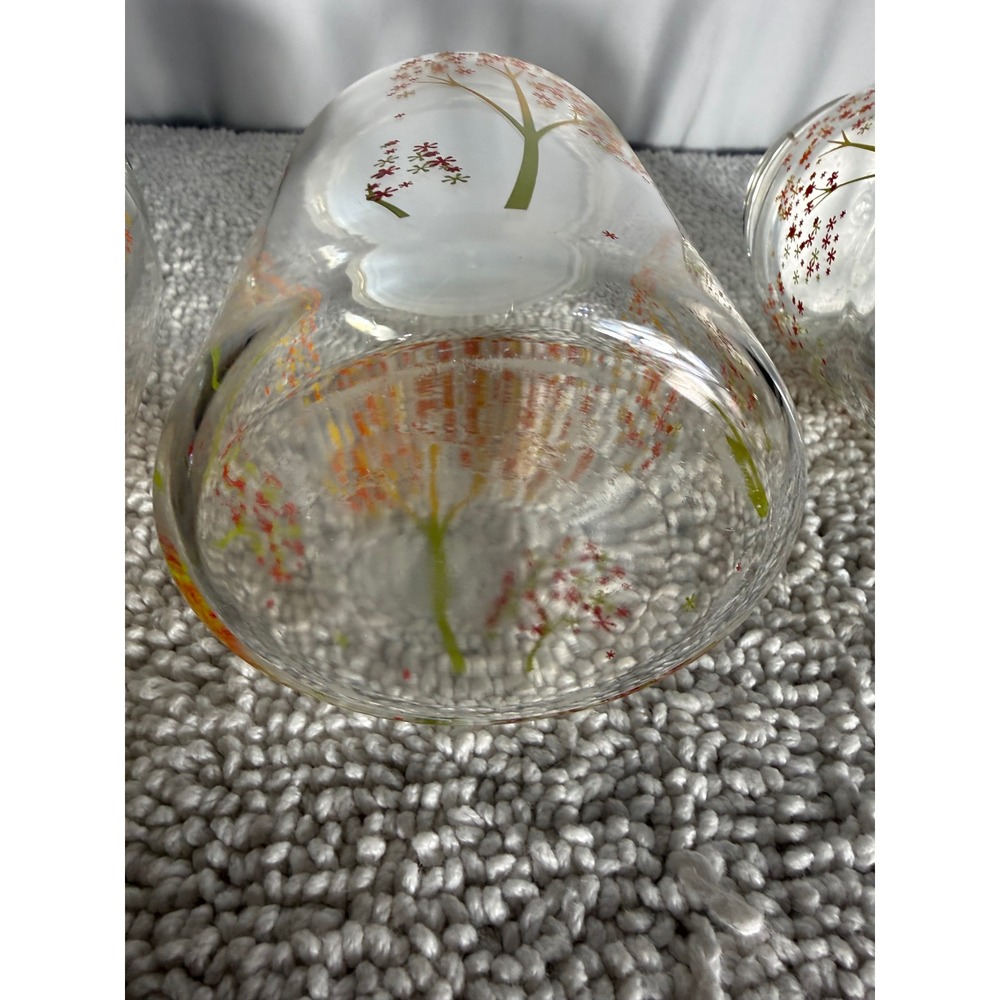Vintage Libbey Glass Canister Set 3pc Autumn Floral Orange Yellow Flower Jars - Picture 8 of 9